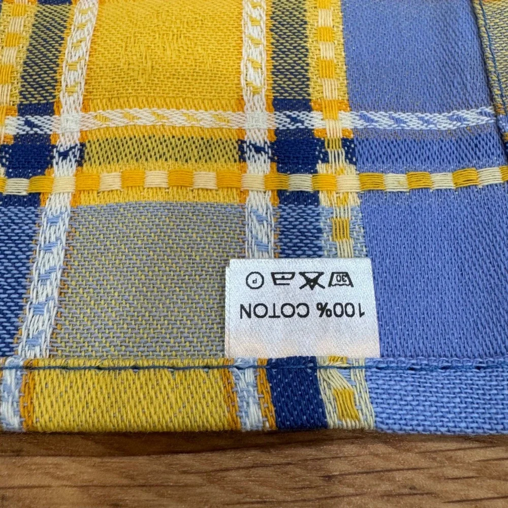 Set of 2 French Provencal Blue Yellow 100% Cotton Napkins Made in France Summer